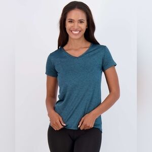 Real Essentials Short Sleeve V-neck T-shirt Teal Green 3x